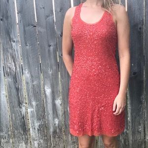 Chelsea & Violet burnt orange sequin dress